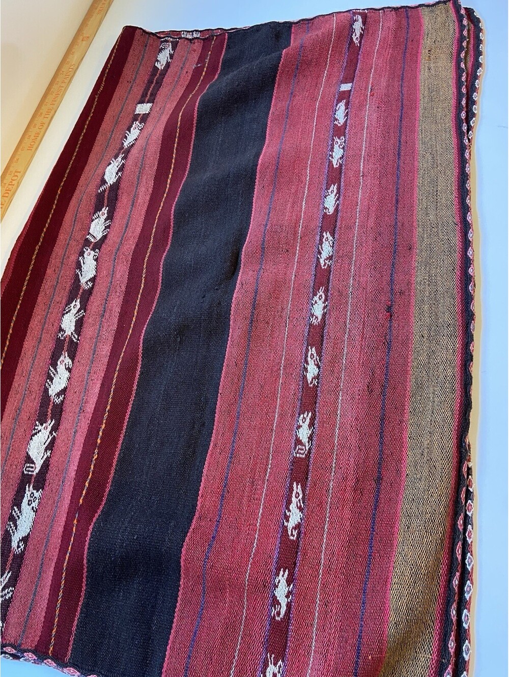 VINTAGE Peruvian South American Weave Textile Blanket 48"X40"
